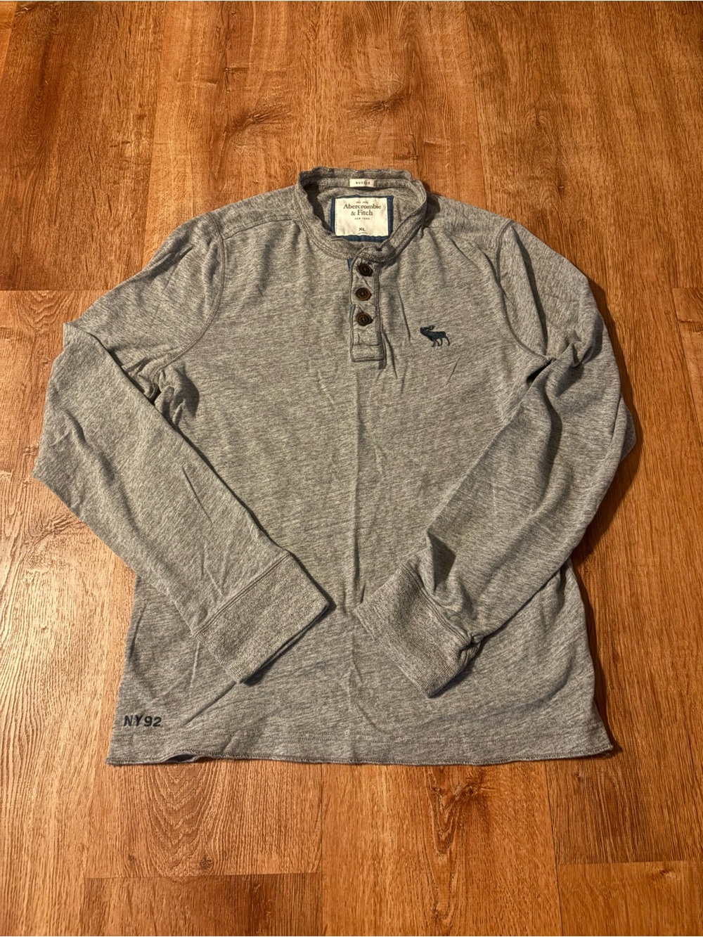 Abercrombie & Fitch Muscle Shirt Adult XL Blue Logo Casual Long Sleeve Mens